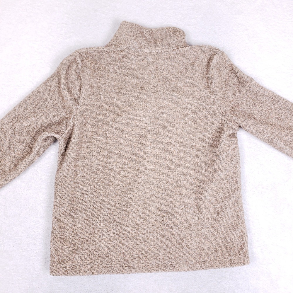 Eddie Bauer Fleece Pullover Sweater Womens Large Mock Neck Heathered Tan Cozy - Picture 6 of 8